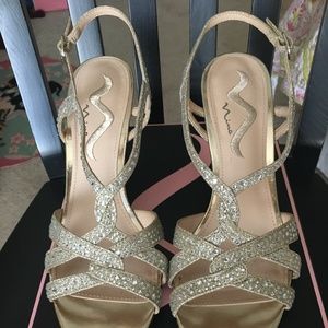 Gold Evening Wedge Sandal by Nina - Vanida
